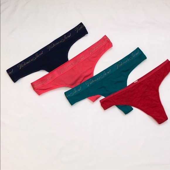 New Victoria's Secret Women's Panties Thongs 4 Pack Size Large - Picture 1 of 13
